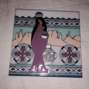 Vintage Earthtones 1990 Mosaic Southwestern Aztec Native Indian Trivet